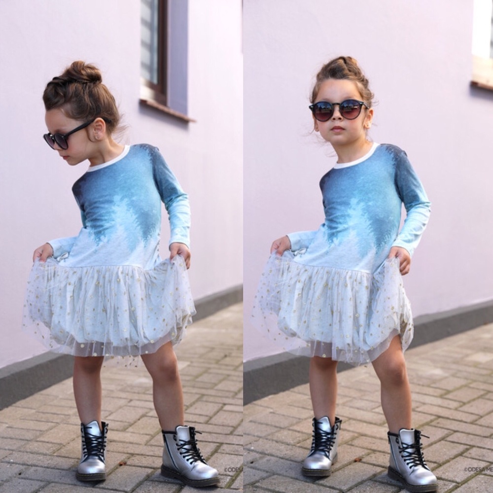 Organic cotton glitter tulle dress